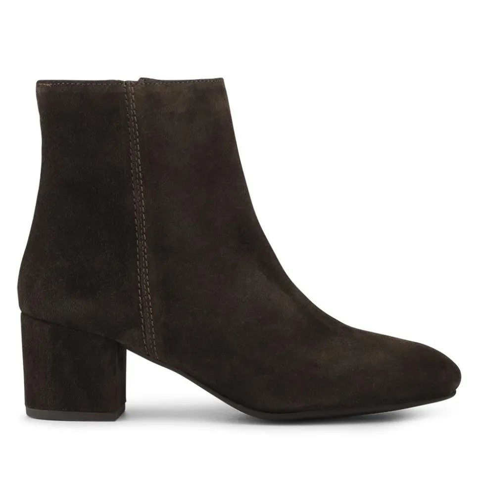 Kylee Smart Leather Zip Up Ankle Boots - Chocolate Suede