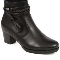 Lace-Detailed Heeled Ankle Boots - Black