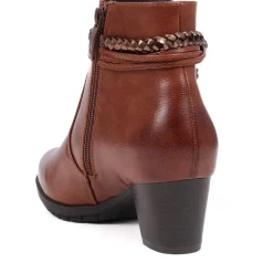 Lace-Detailed Heeled Ankle Boots - Tan