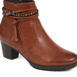 Lace-Detailed Heeled Ankle Boots - Tan