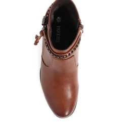 Lace-Detailed Heeled Ankle Boots - Tan