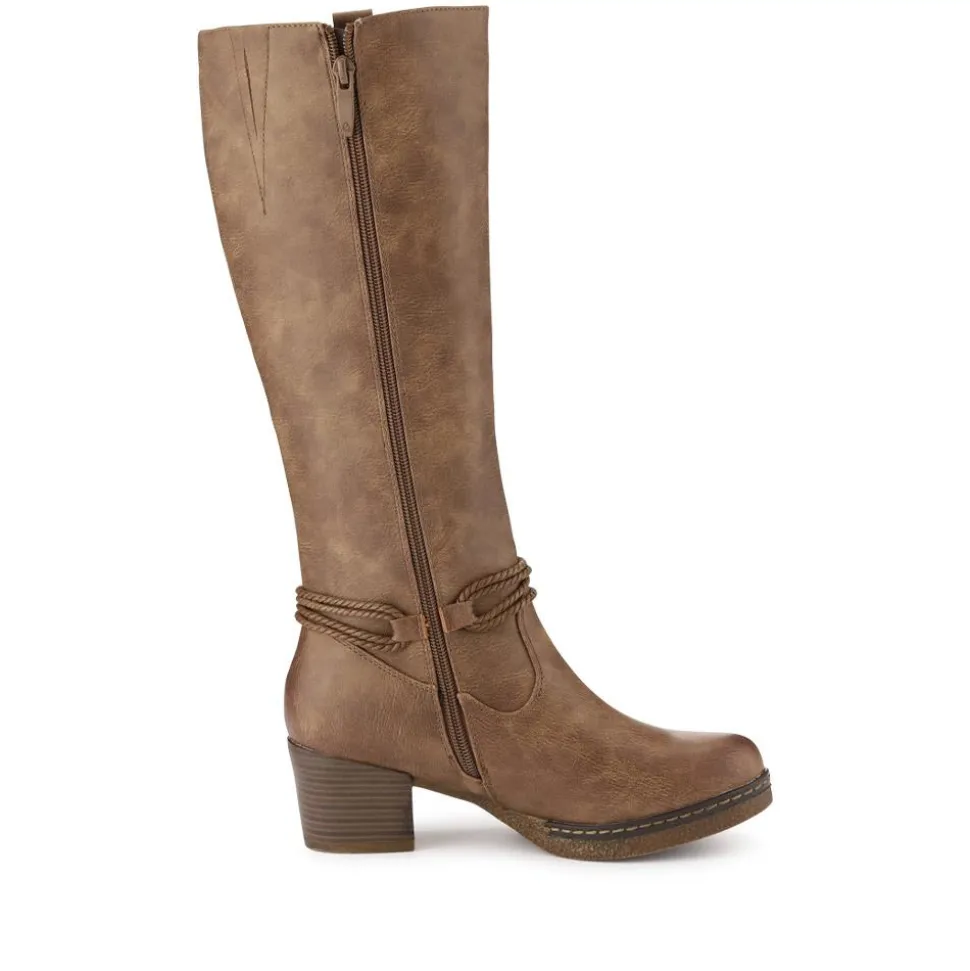 Lace-Detailed Long Boots - Taupe