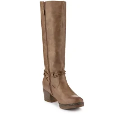 Lace-Detailed Long Boots - Taupe