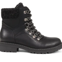 Lace-Up Ankle Boots - Black