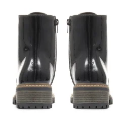 Lace-Up Ankle Boots - Black Patent