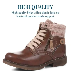 Lace-Up Ankle Boots - Brown