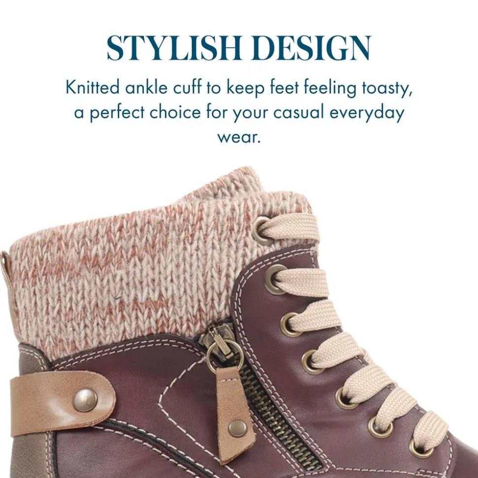 Lace-Up Ankle Boots - Brown