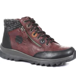 Lace-Up Ankle Boots - Burgundy