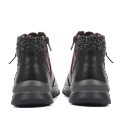 Lace-Up Ankle Boots - Burgundy