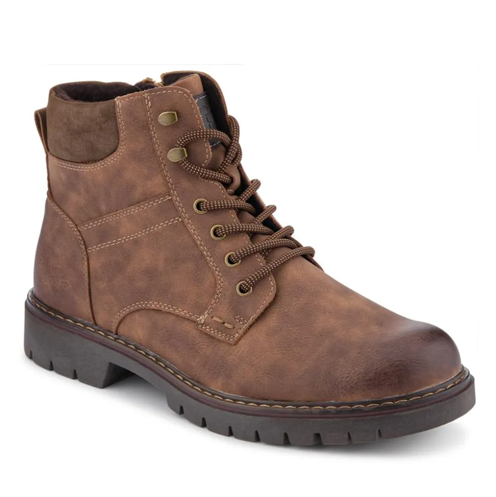 Lace-Up Ankle Boots - Cognac