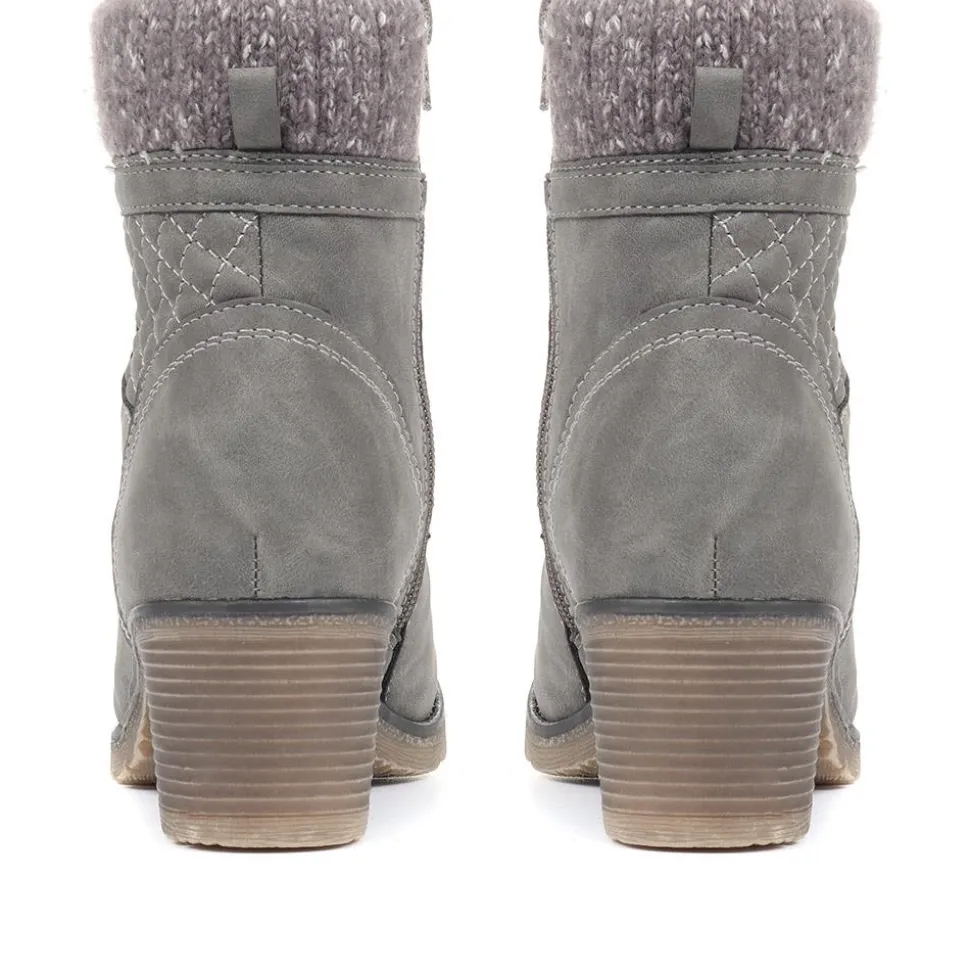Lace-Up Ankle Boots - Grey