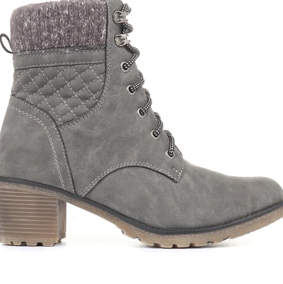 Lace-Up Ankle Boots - Grey
