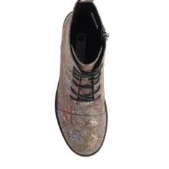 Lace-Up Ankle Boots - Khaki Multi