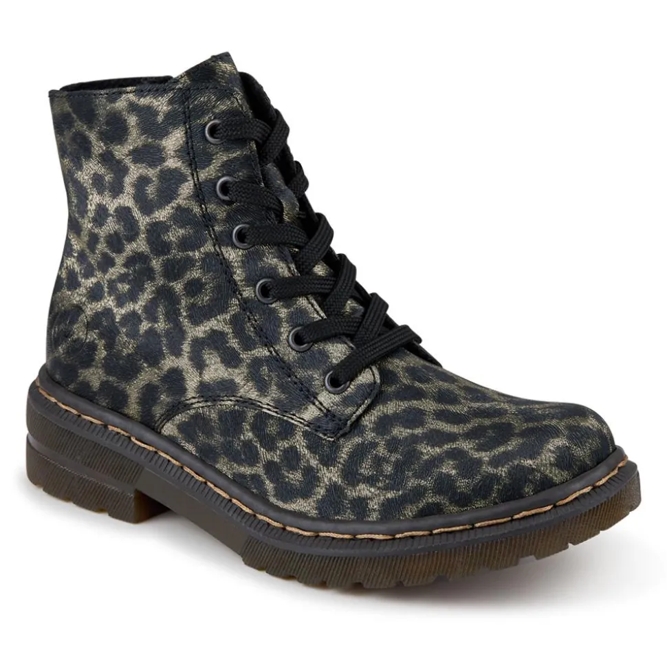 Lace-Up Ankle Boots - Leopard