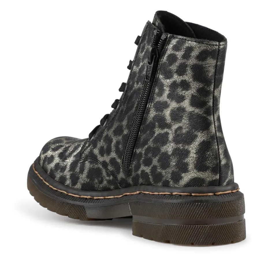 Lace-Up Ankle Boots - Leopard