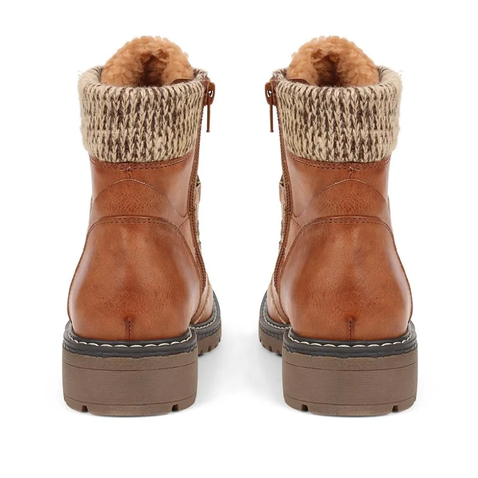 Lace-Up Ankle Boots - Tan