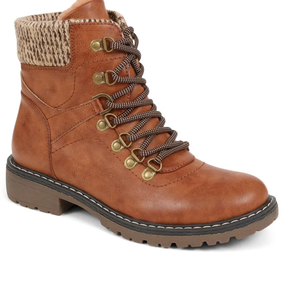 Lace-Up Ankle Boots - Tan