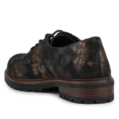 Lace-Up Block Heel Shoes - Bronze Multi