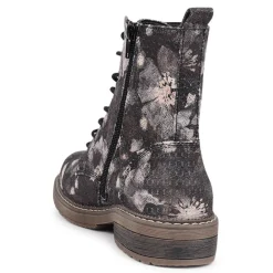 Lace-Up Boots - Black Floral