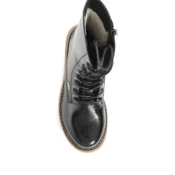 Lace-Up Calf Boots - Black Patent