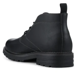 Lace Up Casual Block Heel Chukka Boots - Black