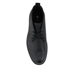 Lace Up Casual Block Heel Chukka Boots - Black
