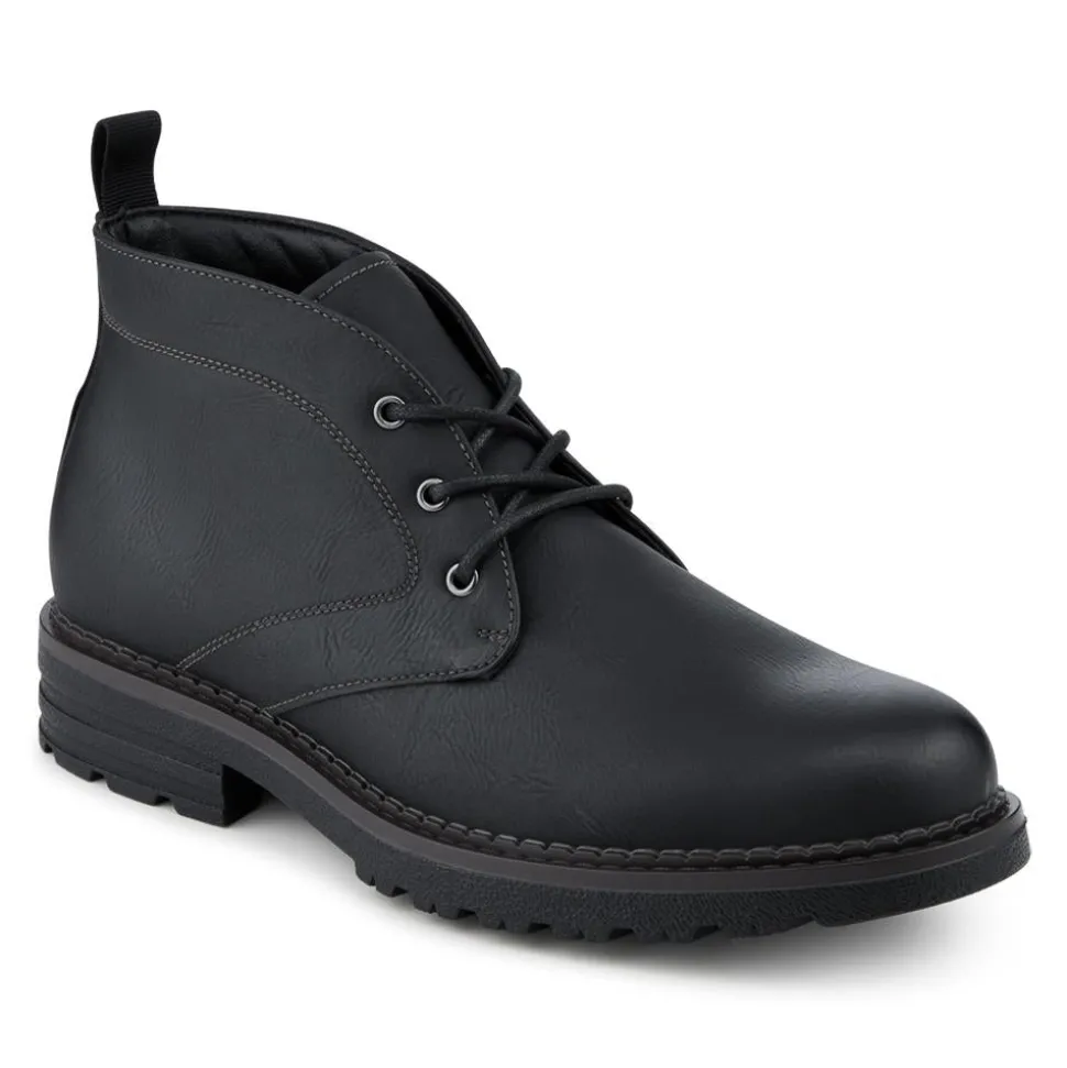 Lace Up Casual Block Heel Chukka Boots - Black