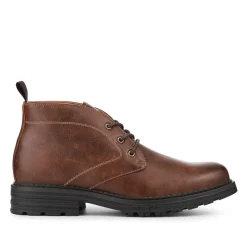 Lace Up Casual Block Heel Chukka Boots - Tan