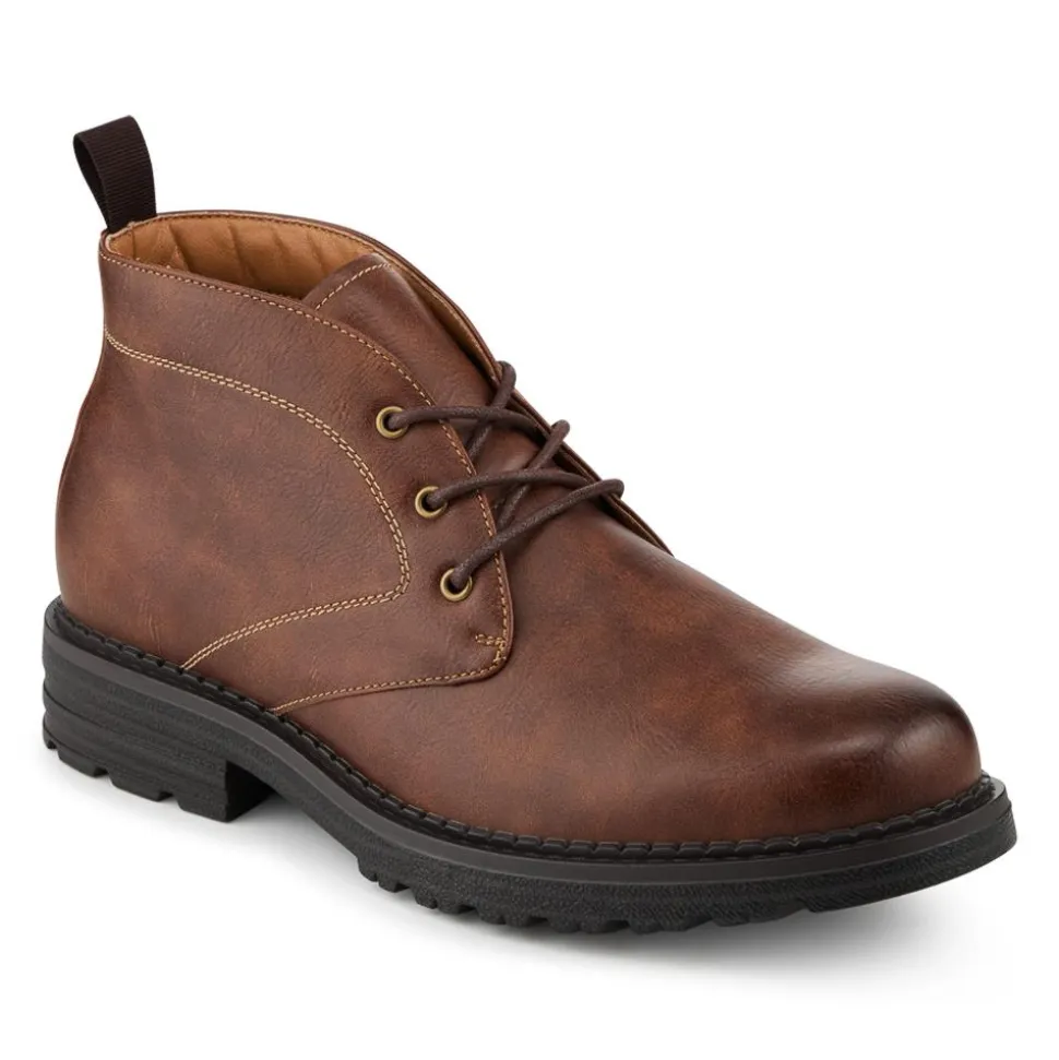 Lace Up Casual Block Heel Chukka Boots - Tan