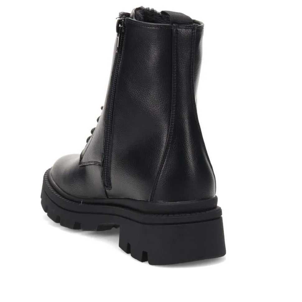 Lace-Up Chunky Boots - Black