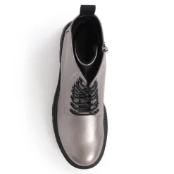 Lace-Up Chunky Boots - Metallic
