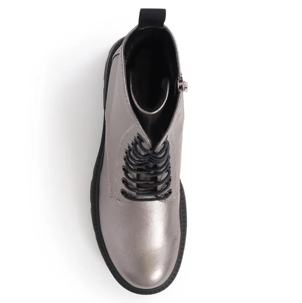 Lace-Up Chunky Boots - Metallic