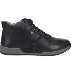 Lace-Up Leather Ankle Boots - Black