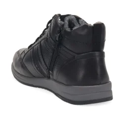 Lace-Up Leather Ankle Boots - Black