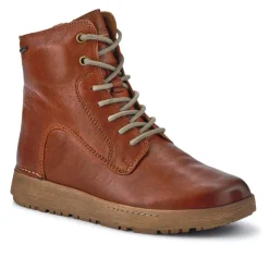 Lace-Up Leather Ankle Boots - Brown