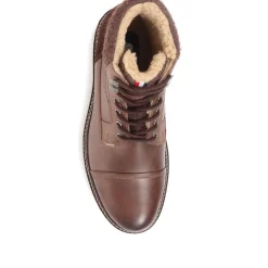 Lace-Up Leather Ankle Boots - Dark Brown