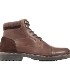 Lace-Up Leather Ankle Boots - Dark Brown