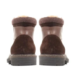 Lace-Up Leather Ankle Boots - Dark Brown