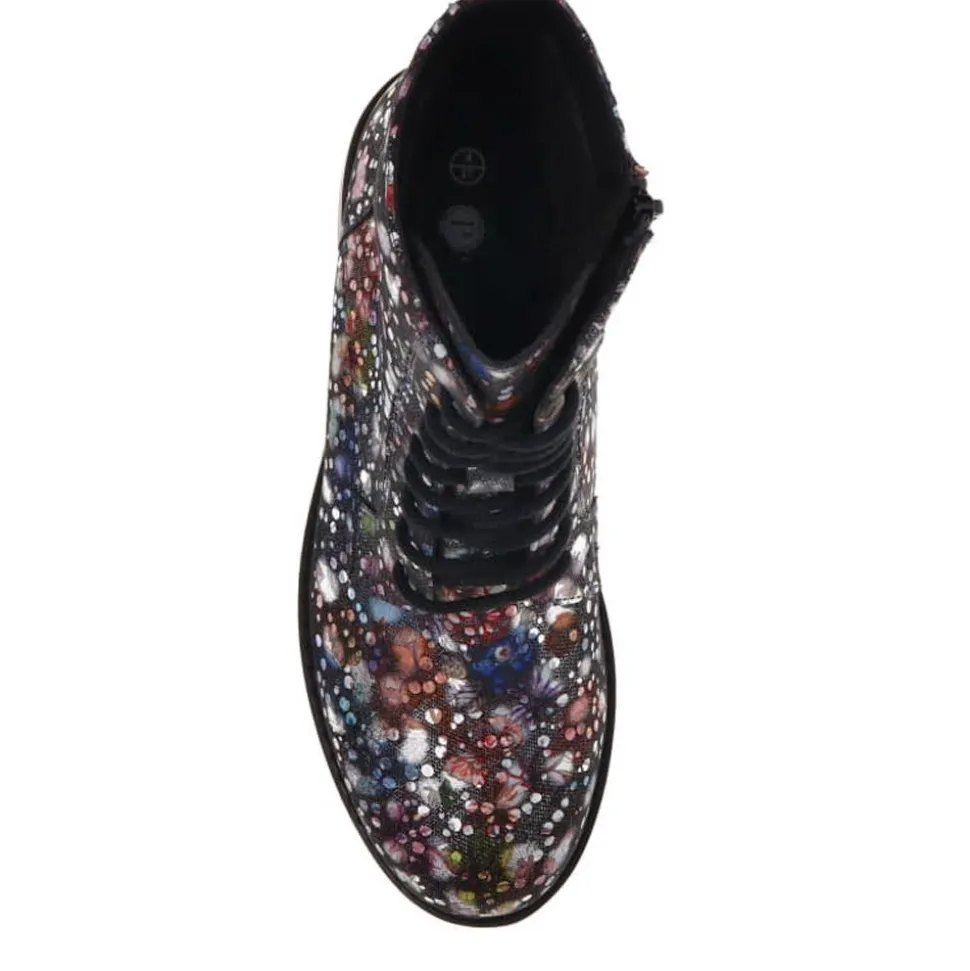 Lace-Up Leather Ankle Boots - Multi