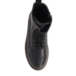 Lace-Up Leather Boots - Black