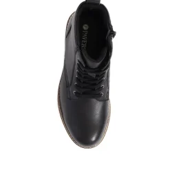 Lace-Up Leather Boots - Black
