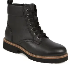 Lace-Up Leather Boots - Black