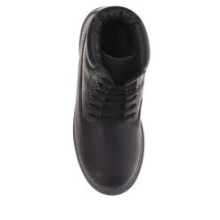 Lace-Up Leather Boots - Black