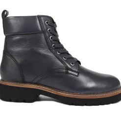 Lace-Up Leather Boots - Blue