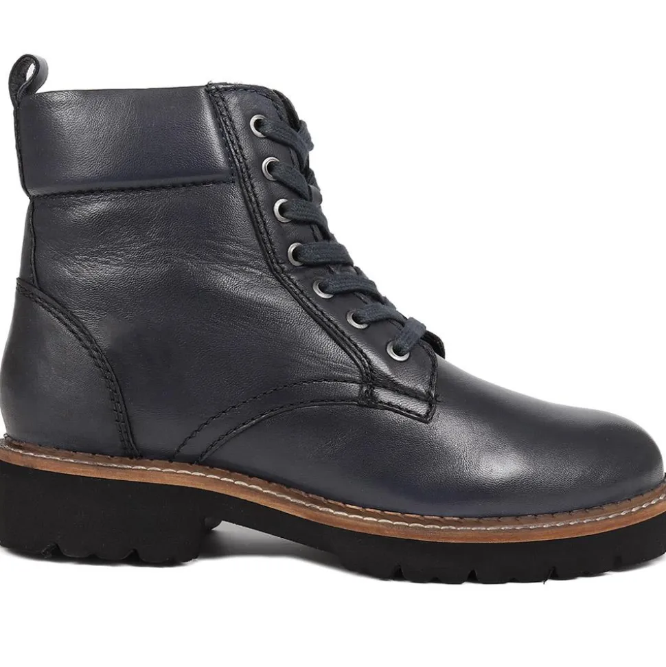Lace-Up Leather Boots - Blue