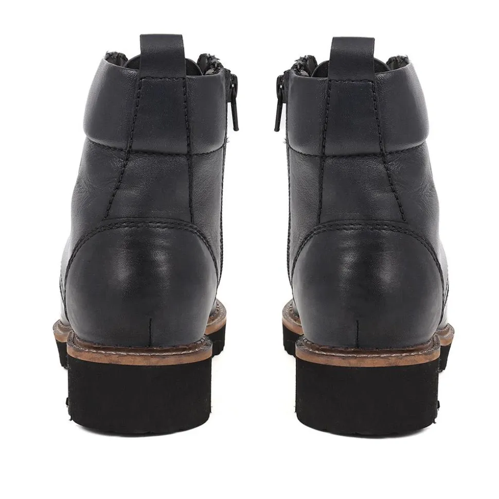 Lace-Up Leather Boots - Blue