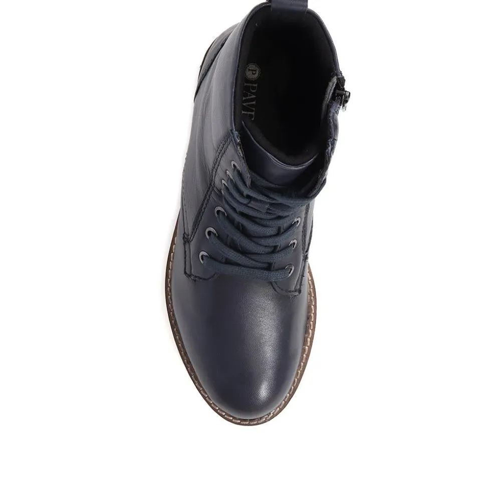 Lace-Up Leather Boots - Blue