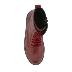 Lace-Up Leather Boots - Burgundy