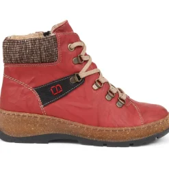 Lace-Up Leather Boots - Burgundy
