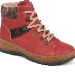 Lace-Up Leather Boots - Burgundy
